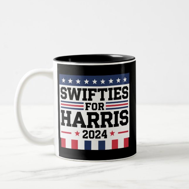 Unterstützung für Kamala Harris 2024 bei Abstimmun Zweifarbige Tasse (Links)