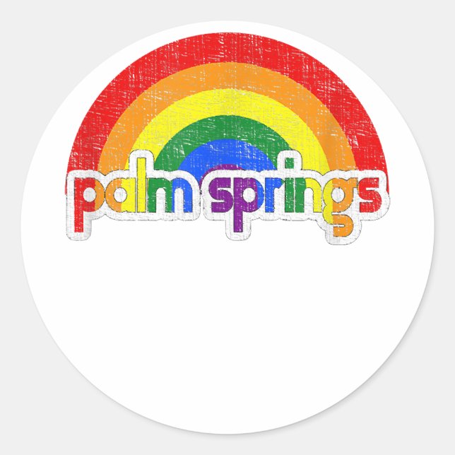 Unterstützung für Palm Springs Gay Pride Runder Aufkleber (Vorderseite)