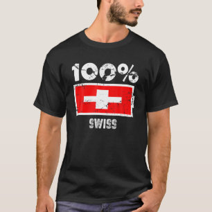 Unterstützung für Schweizer Flaggen   100% Schweiz T-Shirt