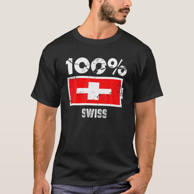 Unterstützung für Schweizer Flaggen | 100% Schweiz T-Shirt (Vorderseite)