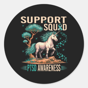 Unterstützung für Squad Ptsd Awareness Mental Heal Runder Aufkleber
