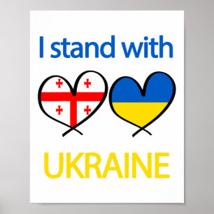 Unterstützung Herz Ukrainische Georgien-Flagge Ich Poster
