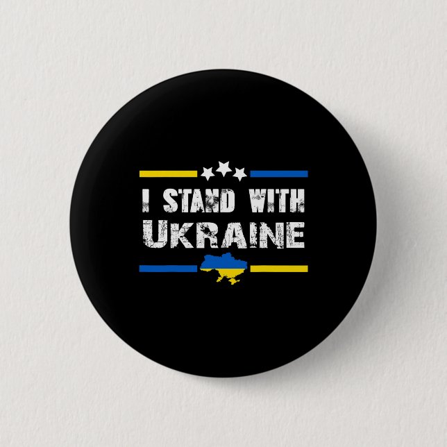 Unterstützung Ich stehe mit der Ukraine-Flagge Ame Button (Vorderseite)