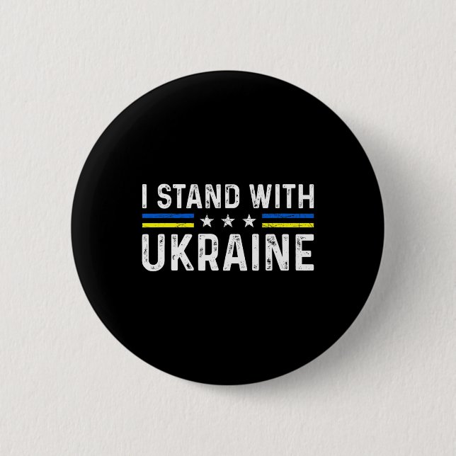 Unterstützung Ich stehe mit Ukraine Ukrainische Fl Button (Vorderseite)