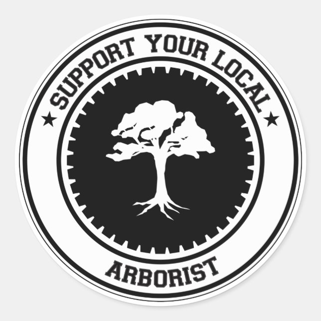 Unterstützung Ihrer lokalen Arborist Runder Aufkleber (Vorderseite)
