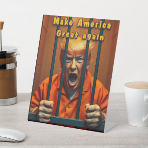 Unterstützung Kamala Walz Justiz Trump Funny Satir Sockelschild