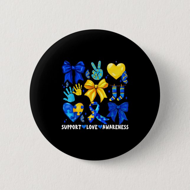Unterstützung Liebe Bewusstsein 321 Down-Syndrom-T Button (Vorderseite)