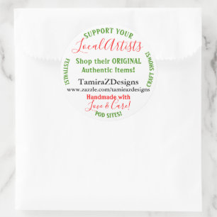 Unterstützung lokaler Künstlerunternehmen Runder Aufkleber