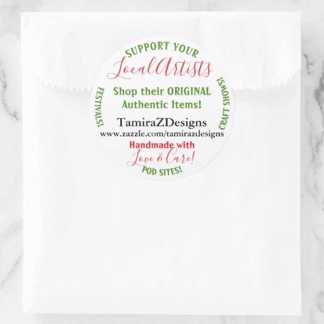 Unterstützung lokaler Künstlerunternehmen Runder Aufkleber (Tasche)