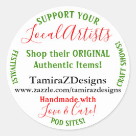 Unterstützung lokaler Künstlerunternehmen Runder Aufkleber