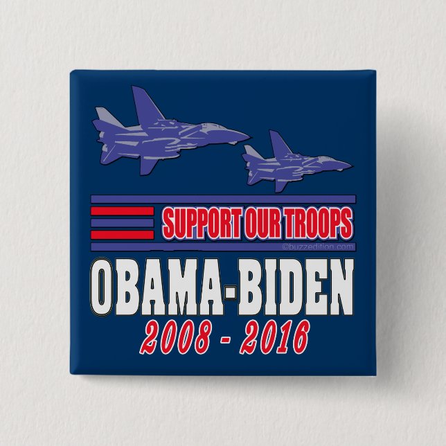 Unterstützung Obama Biden unsere Truppen Button (Vorderseite)