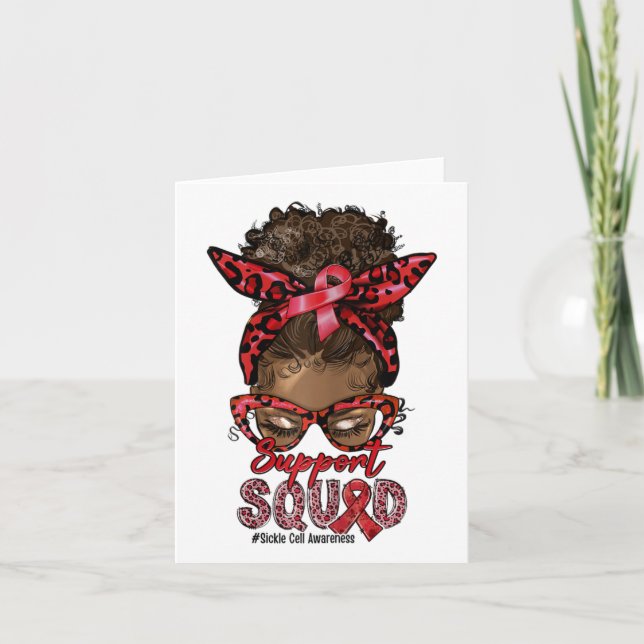 Unterstützung Squad Afro Messy Bun Leopard Sickle  Karte (Vorderseite)