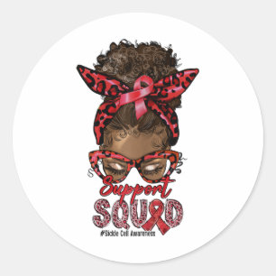 Unterstützung Squad Afro Messy Bun Leopard Sickle Runder Aufkleber