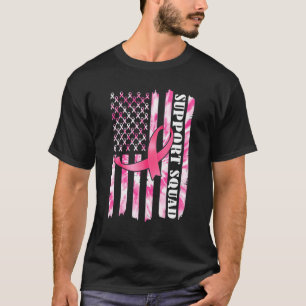 Unterstützung Squad American USA Flag Pink Ribbon  T-Shirt