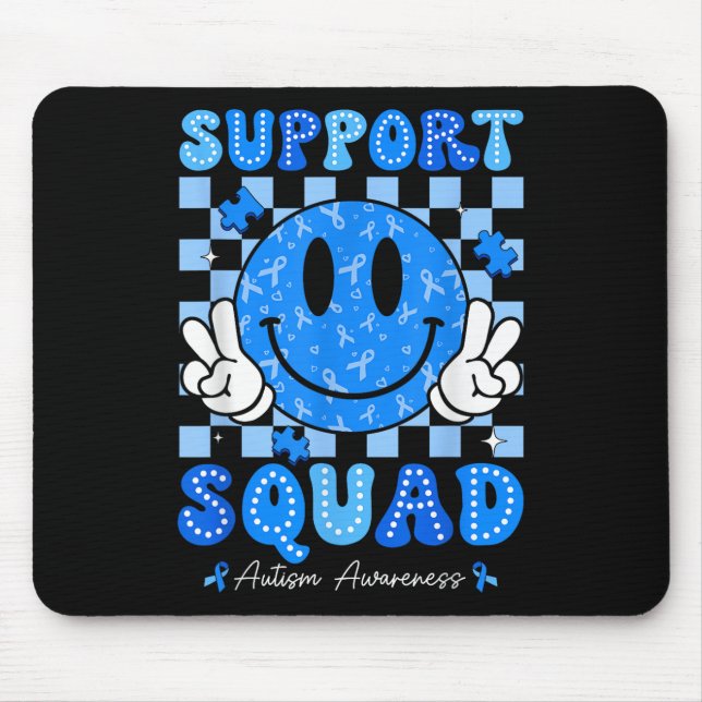 Unterstützung Squad Autismus Bewusstsein Smile Fac Mousepad (Vorne)