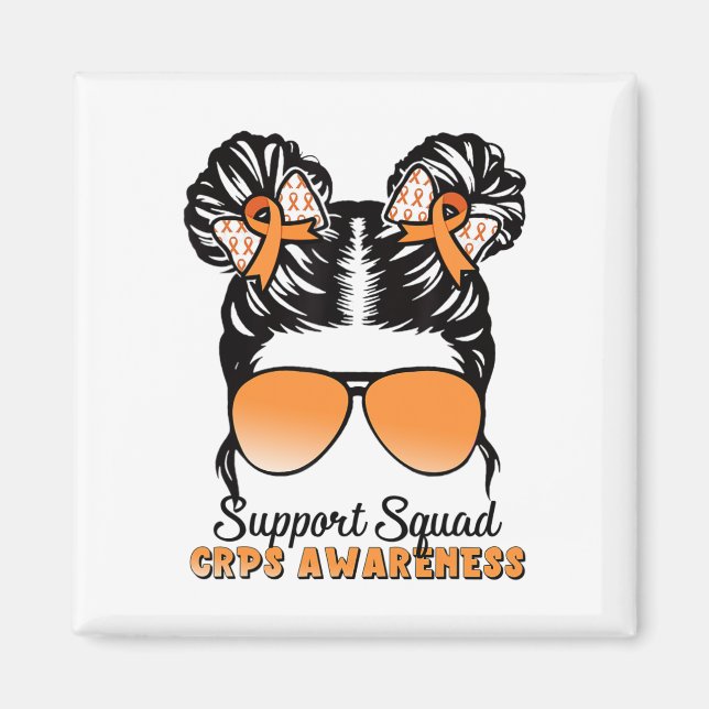 Unterstützung Squad Crps Awareness Messy Bun Orang Magnet (Vorne)