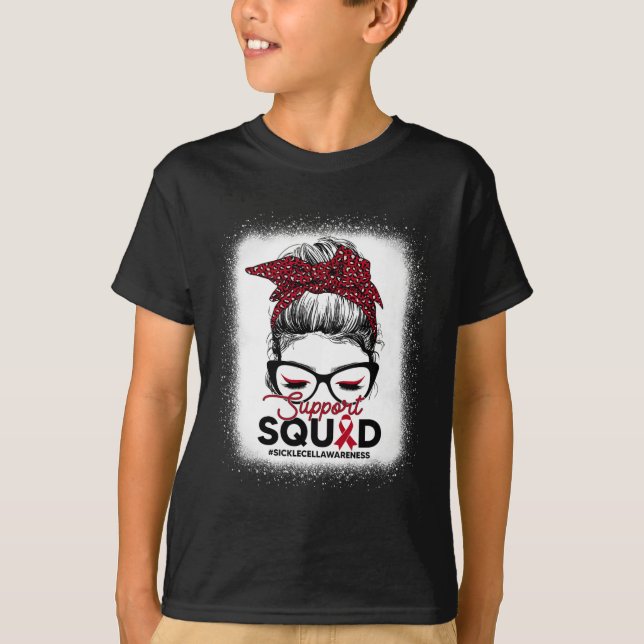 Unterstützung Squad Leopard Messy Bun Sickle Cell  T-Shirt (Vorderseite)