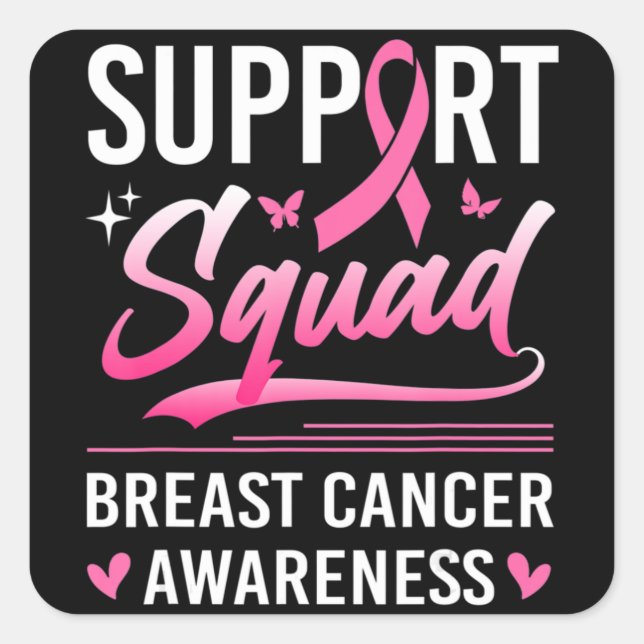Unterstützung Squad Matching Family Breast Cancer  Quadratischer Aufkleber (Vorderseite)