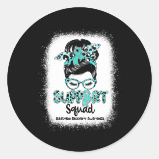 Unterstützung Squad Messy Bun Aquamarin Ribbon Add Runder Aufkleber