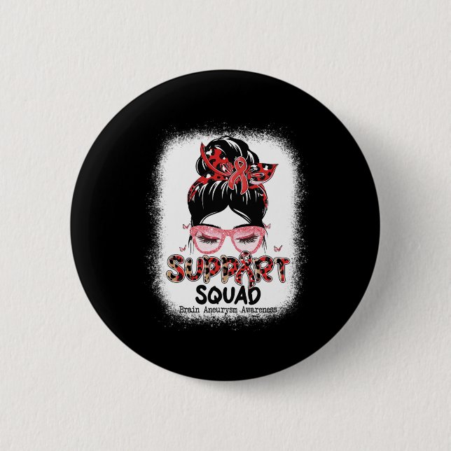 Unterstützung Squad Messy Bun Butterfly Gehirn Ane Button (Vorderseite)