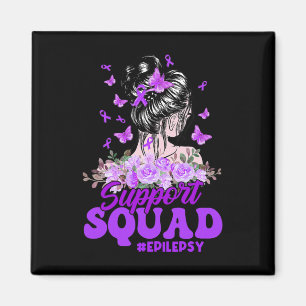 Unterstützung Squad Messy Bun Butterfly Lila Ribbo Magnet