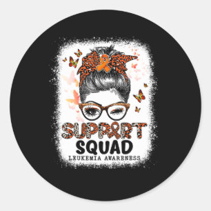 Unterstützung Squad Messy Bun Butterfly Orange Rib Runder Aufkleber