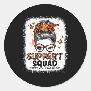 Unterstützung Squad Messy Bun Butterfly Orange Rib Runder Aufkleber