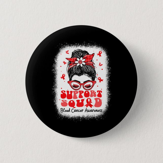 Unterstützung Squad Messy Bun Butterfly Red Ribbon Button (Vorderseite)
