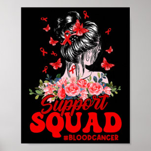 Unterstützung Squad Messy Bun Butterfly Red Ribbon Poster