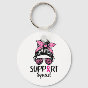 Unterstützung Squad Messy Bun Pink Breast Cancer A Schlüsselanhänger