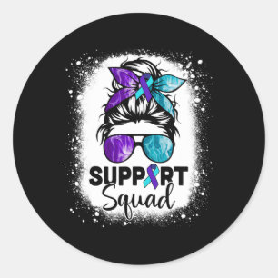 Unterstützung Squad Messy Bun Suizidprävention Awa Runder Aufkleber