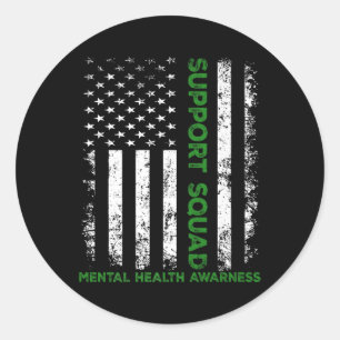 Unterstützung Squad Sunflower Hair Mental Health A Runder Aufkleber