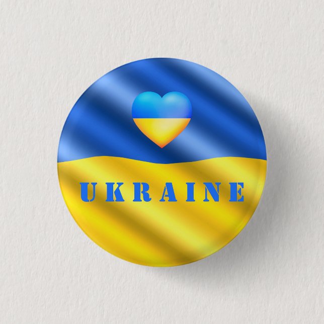 Unterstützung Ukraine Button ukrainisches Flag Her (Vorderseite)