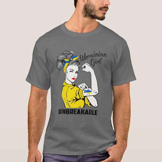 Unterstützung Ukraine Mädchen unzerbrechlich stark T-Shirt (Vorderseite)