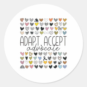 Unterstützung von Autismus Awareness Adapt Akzepti Runder Aufkleber