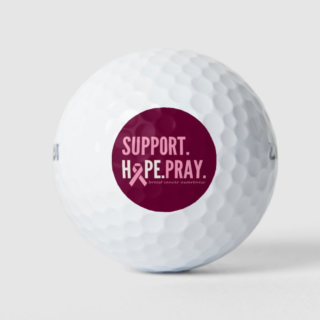 Unterstützung von Brustkrebs Hoffnung beten Golf B Golfball (Vorderseite)