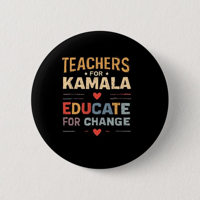 Unterstützung von Kamala Harris Bildung Teacher Ha Button (Vorderseite)