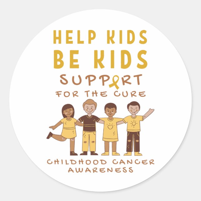 Unterstützung von Krebs im Kindesalter für ein Auf Runder Aufkleber (Vorderseite)