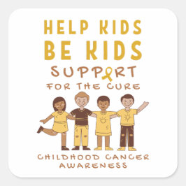 Unterstützung von Krebserkrankungen bei Kindern fü Quadratischer Aufkleber