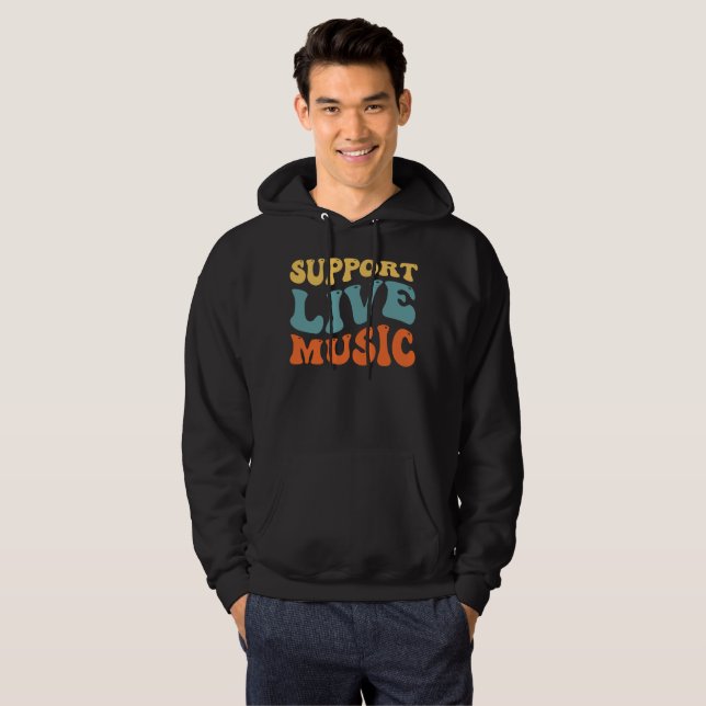 Unterstützung von Live Music - Retro Typografy Ban Hoodie (Vorne ganz)