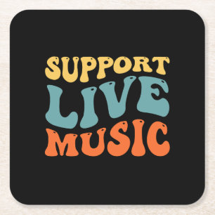Unterstützung von Live Music - Retro Typografy Ban Rechteckiger Pappuntersetzer