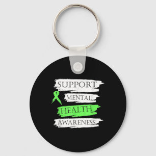 Unterstützung von Mental Health Awareness Green Ri Schlüsselanhänger