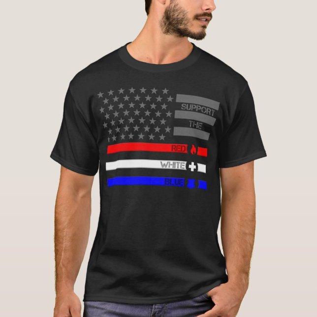 Unterstützung von Red White & Blue - Fire/EMS/Poli T-Shirt (Vorderseite)
