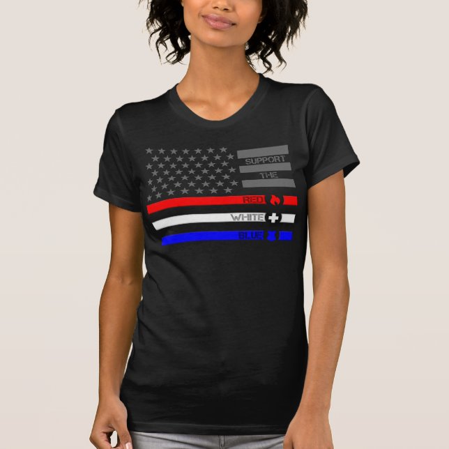 Unterstützung von Red White & Blue - Fire/EMS/Poli T-Shirt (Vorderseite)