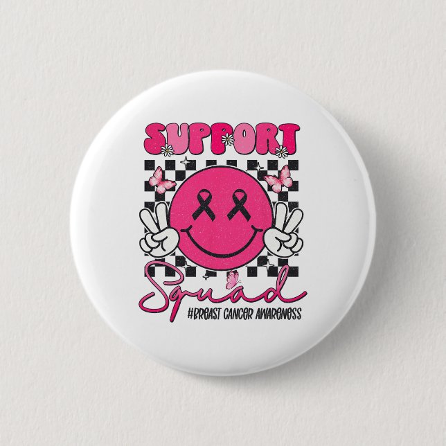Unterstützung von Squad Brustkrebs-Bewusstsein Smi Button (Vorderseite)