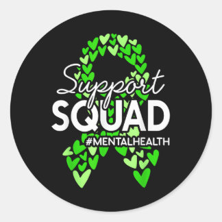 Unterstützung von Squad Mental Health Awareness Gr Runder Aufkleber