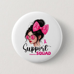 Unterstützung von Squad Messy Bun Girl Pink Brustk Button
