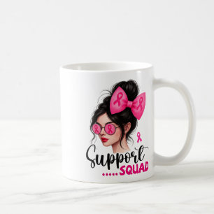 Unterstützung von Squad Messy Bun Girl Pink Brustk Kaffeetasse