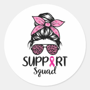 Unterstützung von Squad Messy Bun Leopard Pink Bru Runder Aufkleber