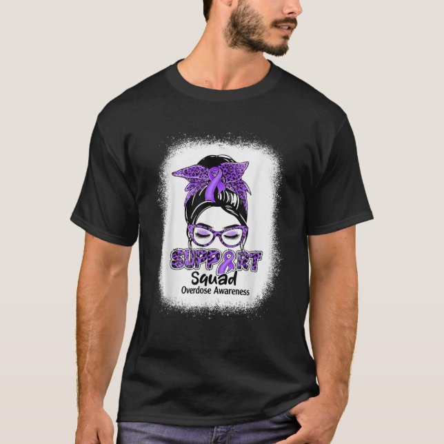 Unterstützung von Squad Messy Bun Lila Ribbon Über T-Shirt (Vorderseite)